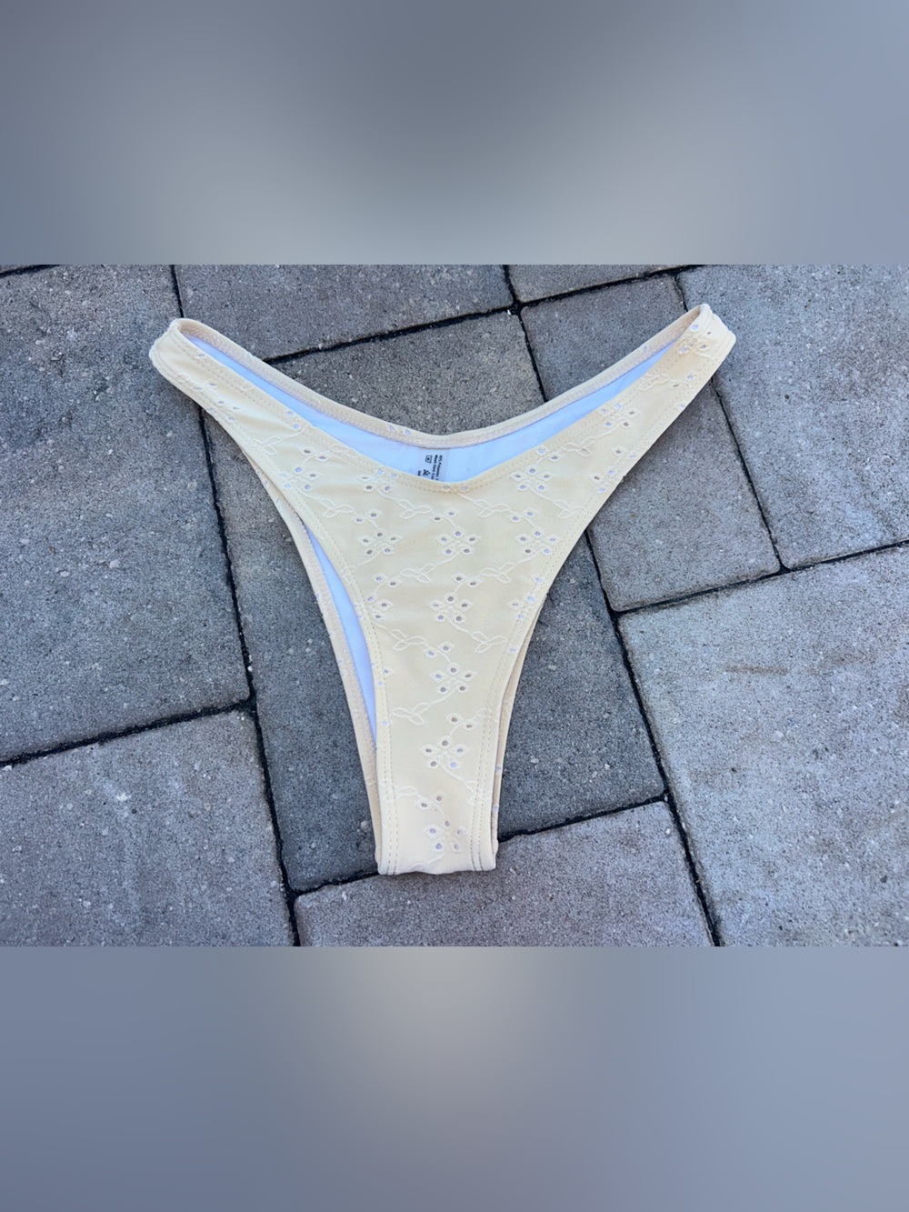 Women's Eyelet Bikini Bottom - Cream